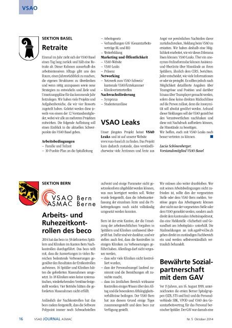 VSAO JOURNAL Nr. 5 - Oktober 2014