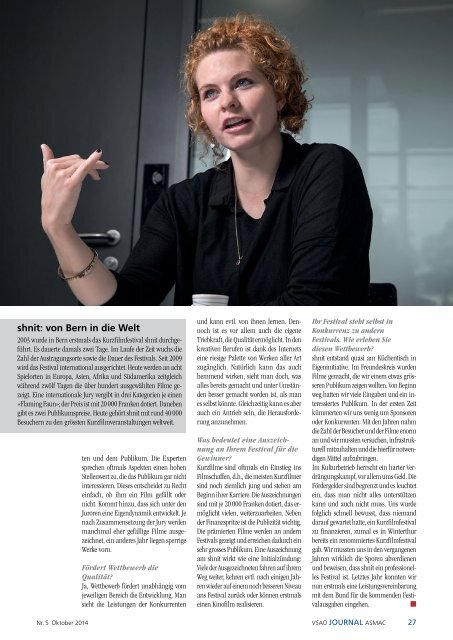 VSAO JOURNAL Nr. 5 - Oktober 2014