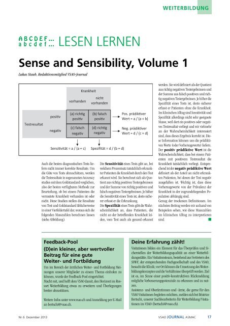 VSAO JOURNAL Nr. 6 - Dezember 2013