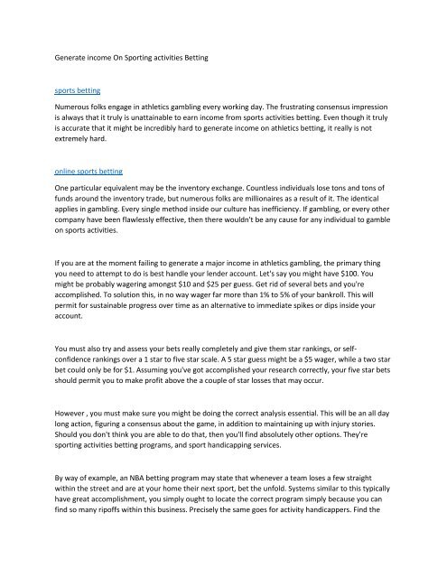 Sports Action Betting