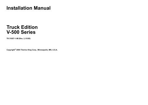 Installation Manual Truck Edition V-500 Series - Thermo King