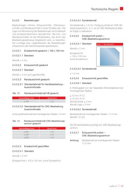 Verglasungsrichtlinien Glas Marte UNIGLAS - Infofolder