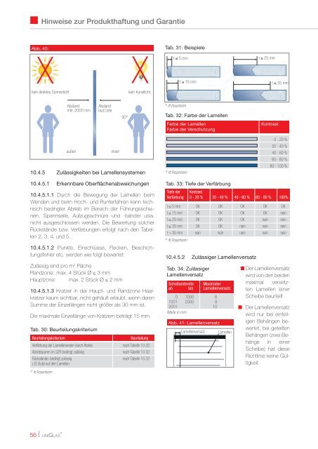 Verglasungsrichtlinien Glas Marte UNIGLAS - Infofolder