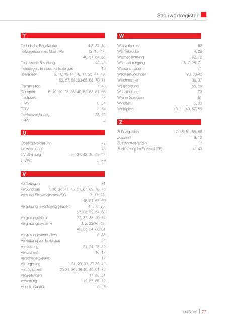 Verglasungsrichtlinien Glas Marte UNIGLAS - Infofolder