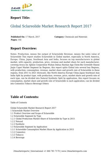 Global Sclareolide Sales Market Report 2017 