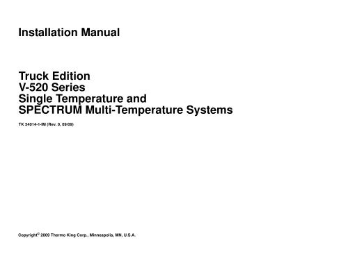 Installation Manual Truck Edition V-520 Series Single ... - Thermo King