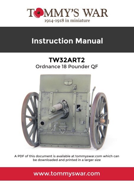 TW32ART2 Tommy's War Ordnance 18 pounder instructions