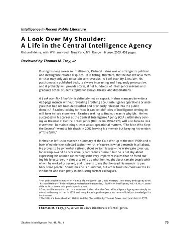 A Look Over My Shoulder: A Life in the Central Intelligence Agency