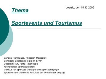 Sport Tourismus - Sportwissenschaftliche Fakultät der Universität ...
