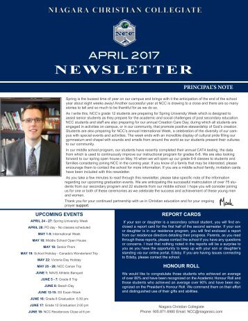 April 2017 Newsletter