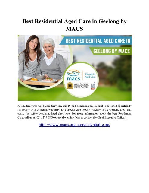 Best Residential Aged Care in Geelong by MACS