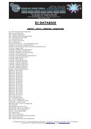 DJ DATABASE - Port Douglas Audio Visual