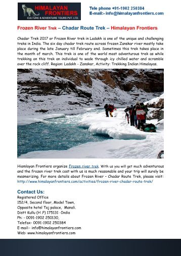 Frozen River Trek Ladakh – Chadar Route Trek