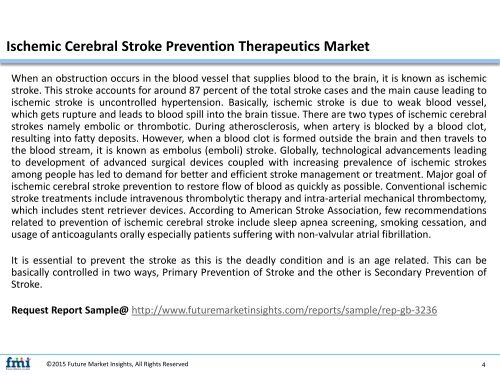 Ischemic Cerebral Stroke Prevention Therapeutics Market: Opportunities and Forecast Assessment, 2017 - 2027