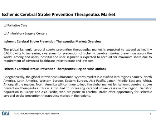 Ischemic Cerebral Stroke Prevention Therapeutics Market: Opportunities and Forecast Assessment, 2017 - 2027