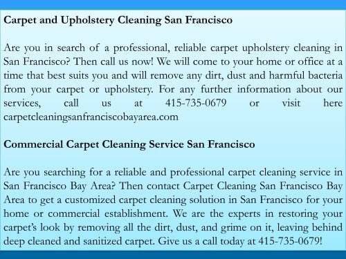 Professional Carpet Cleaning San Francisco