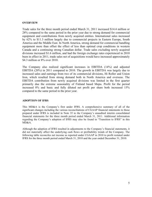 Q1 Financial Report - 2011