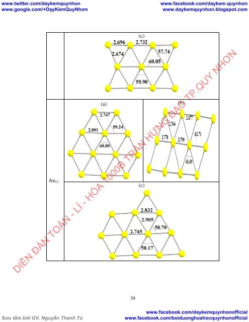 Nghiên cứu cấu trúc và tính chất của một số cluster kim loại trên cơ sở vàng bằng phương pháp hóa học lượng tử