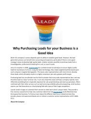 Why Purchasing Leads for your Business is a Good Idea