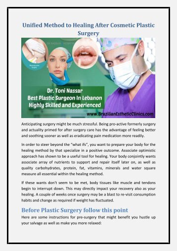 Cosmetic Surgery | Dr Toni Nassar Best Plastic Surgeon Beruit in Lebanon