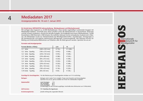 Mediadaten HEPHAISTOS 2017