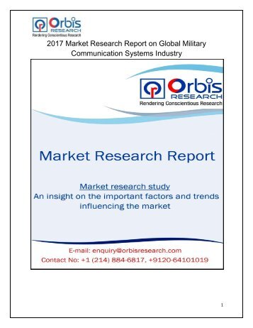 2017 Military Communication Systems Industry: Global Trend, Profit, and Key Manufacturers Analysis Report