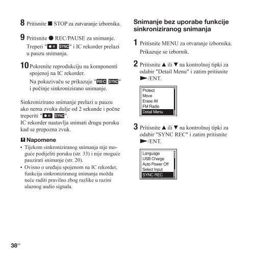 Sony ICD-UX300 - ICD-UX300 Istruzioni per l'uso Croato