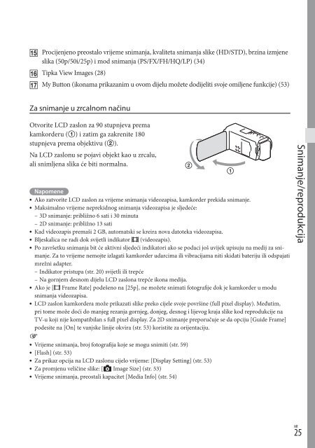 Sony HDR-TD30VE - HDR-TD30VE Istruzioni per l'uso Croato