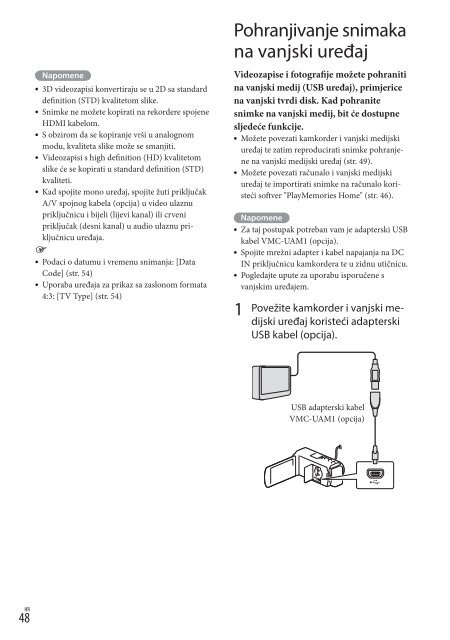 Sony HDR-TD30VE - HDR-TD30VE Istruzioni per l'uso Croato