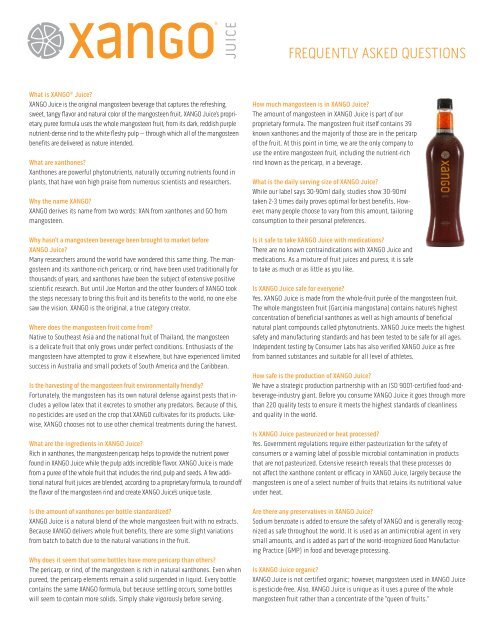 XANGO Juice FAQ PDF