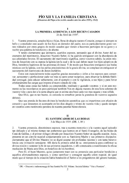 Discursos a los recien casados / Pio XII