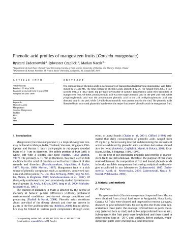 Phenolic acid profiles of mangosteen fruits (Garcinia mangostana)