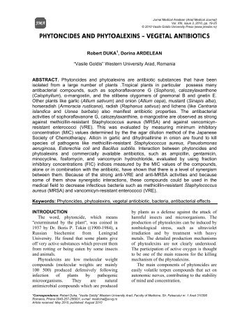 PHYTONCIDES AND PHYTOALEXINS – VEGETAL ANTIBIOTICS