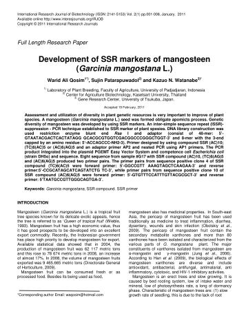 Development of SSR markers of mangosteen - International ...