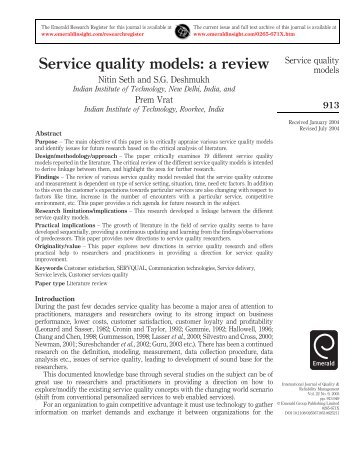 Service quality models: a review - FTSM