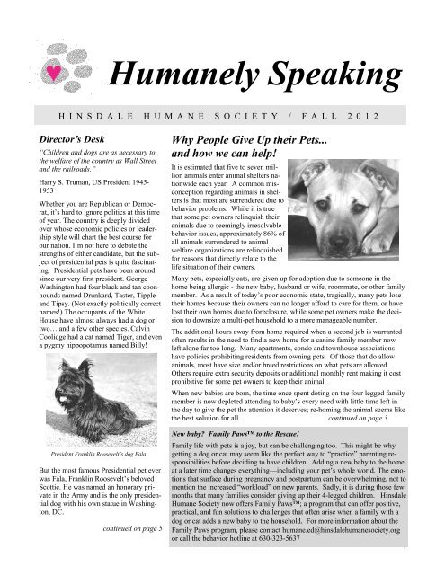 GOOD NEWS! - Hinsdale Humane Society