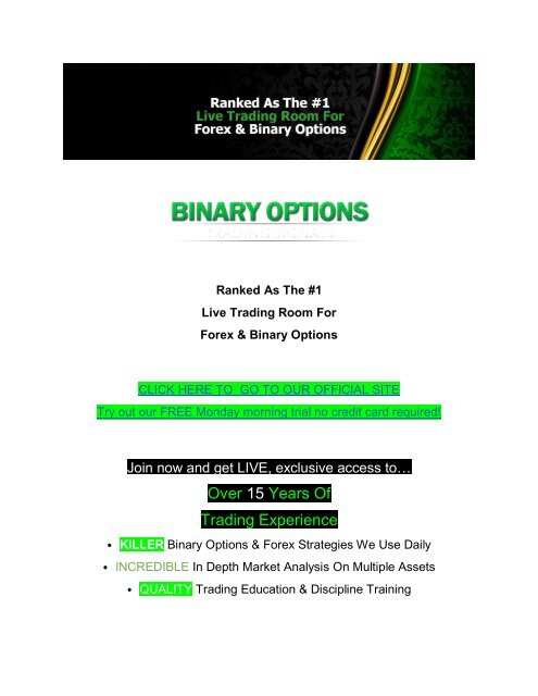 Binary options trading signals - Ranked As The #1 Live Trading Room For Forex &amp; Binary Options