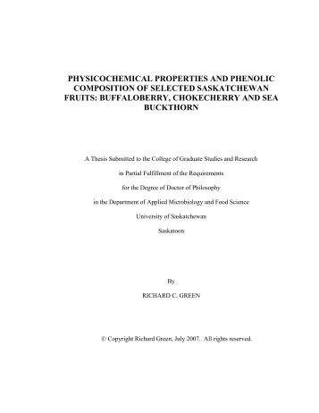 physicochemical properties and phenolic composition of selected