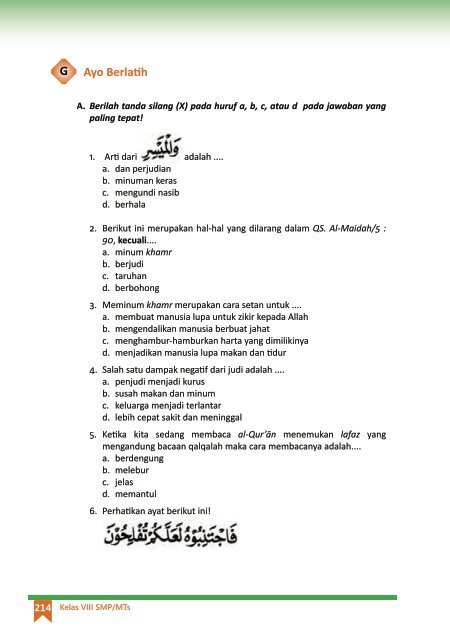 Kunci Jawaban Agama Islam Kelas 8 Bab 7 Hal 127 Mata Pelajaran