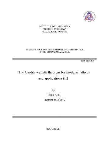 The Osofsky-Smith theorem for modular lattices and ... - Simion Stoilow