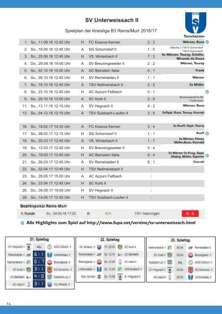 SV Unterweissach - TSV Nellmersbach