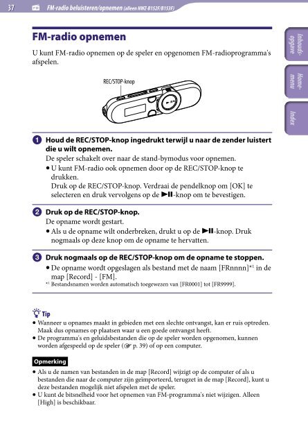 Sony NWZ-B153F - NWZ-B153F Consignes d&rsquo;utilisation N&eacute;erlandais