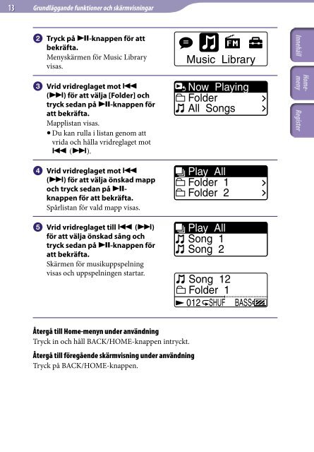 Sony NWZ-B153F - NWZ-B153F Consignes d&rsquo;utilisation Su&eacute;dois