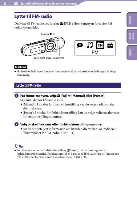 Sony NWZ-B153F - NWZ-B153F Consignes d&rsquo;utilisation Norv&eacute;gien