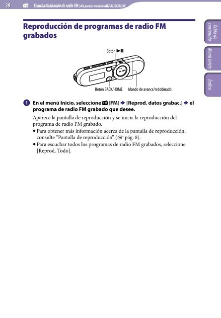 Sony NWZ-B153F - NWZ-B153F Consignes d&rsquo;utilisation Espagnol