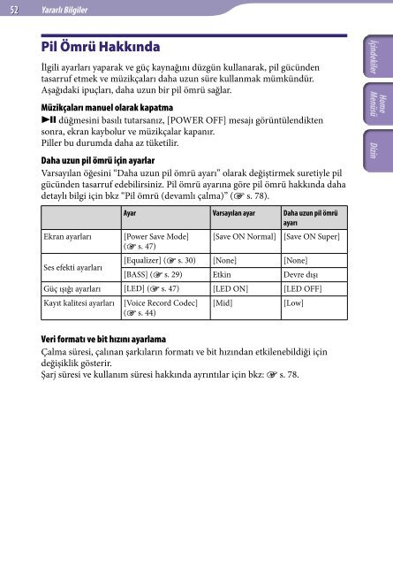 Sony NWZ-B153F - NWZ-B153F Consignes d&rsquo;utilisation Turc