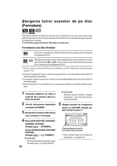 Sony DCR-DVD605E - DCR-DVD605E Mode d'emploi Roumain