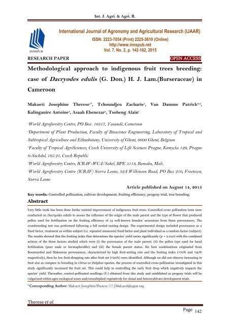 Methodological approach to indigenous fruit trees breeding: case