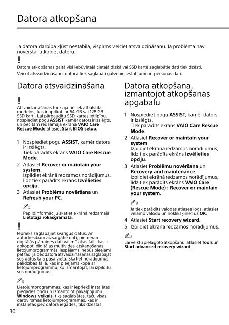 Sony SVT1313Z1R - SVT1313Z1R Guide de d&eacute;pannage Letton