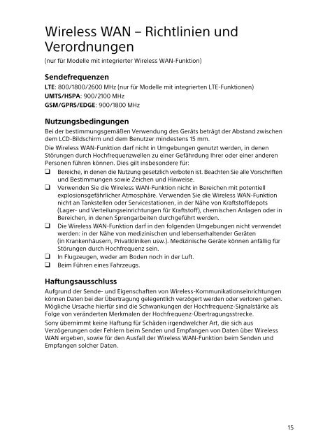 Sony SVT1313Z1R - SVT1313Z1R Documents de garantie Allemand